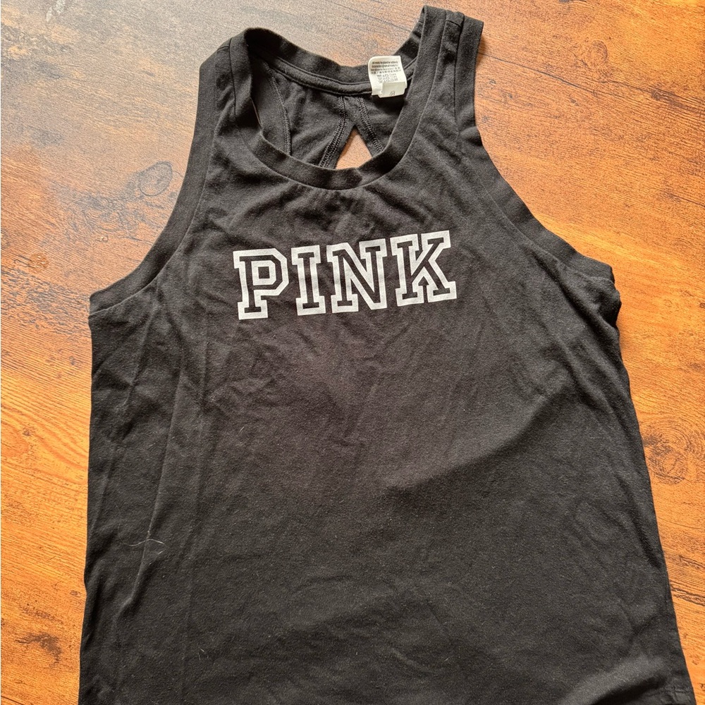 Victoria's Secret PINK black open back tank top